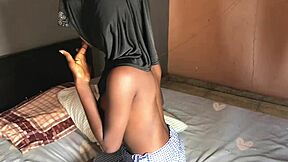 Petite chubby classmate rides my monster cock doggystyle and squirts on bed after school.