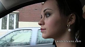 Shaved teen hitchhiker gives blowjob in this reality scene