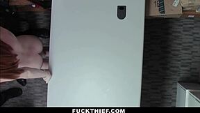 Teen fucked loss prevention officer front stepfather work