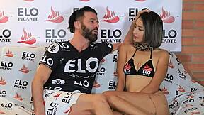 gigi damesco in the spicy room preview, showing her big natural tits in interview