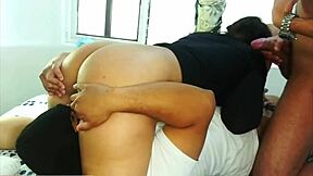 Pretty teen's ass worshiping blowjob