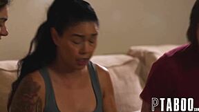 Stepfamily Watches Horror Movie Leading To Intimacy