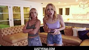 lustyfam - cute stepsis chloe cherry and gwen vicious fucked by horny stepbrother