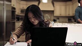 Asian teen Lulu Chu overhears MILF Slimthick Vic having sex with roommate Seth Gamble