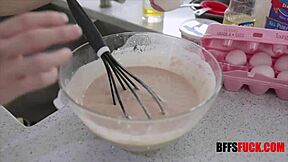 Three hot girls bake and shake booty for master