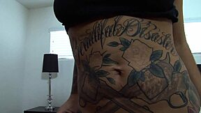 tatted brunette smooth pussy stuffed deepthroat