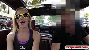 skinny blonde woman visits pawnshop for hidden cam encounter