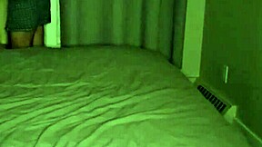 Young silly girl playfully fools around in the bedroom