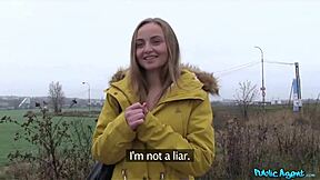 Petite Blonde Cums On Cock In Public