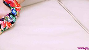 beautiful teen step-daughter TEASES step-dad in interview then ASSFUCKS on sofa with swallow