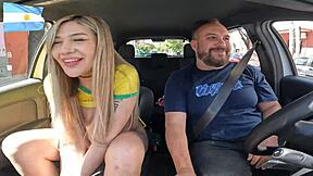 Beautiful Transsexual Babyjazmin Enters Car In Buenos Aires