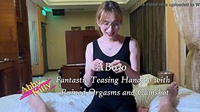 fantastic teasing handjob ruins orgasms, cumshot!