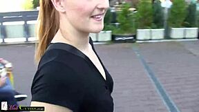 Amateur young teen in public at mall