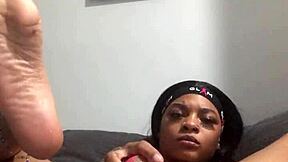 kashofficials shows off her hairy pussy up close with vibrator