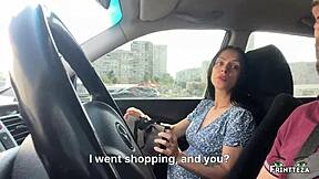 Stepmom makes a deepthroat to stepson in the car to the throatpie 😍