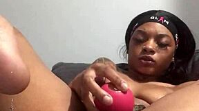 kashofficials shows off her hairy pussy up close with vibrator