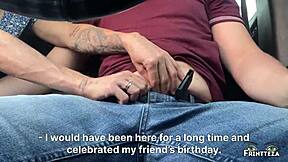 Stepmom makes a deepthroat to stepson in the car to the throatpie 😍