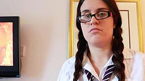 This naughty british student in stockings seduces her step-dad