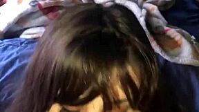 Teen Gives Lipstick Blowjob And Handjob With Cum