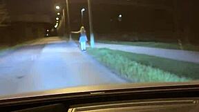 fucked busty blonde in car, cum on her face.