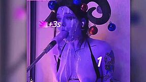 The devil says, 'I'm filled with cum and passionately giving blowjobs with my toes and vibrator'