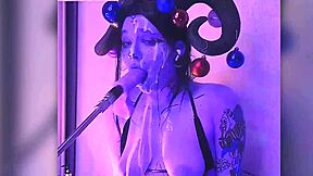 The devil says, 'I'm filled with cum and passionately giving blowjobs with my toes and vibrator'