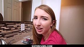 I find my blonde stepsister stuck in the bathroom and we have kinky sex