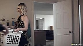 Kit mercer milf gives handjob and blowjob to young stepson in taboo roleplay.