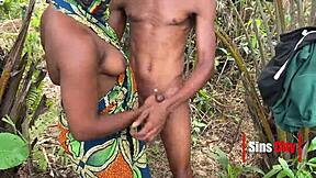 a young 18+ man seduces an fucks a village girl outdoor in the bush