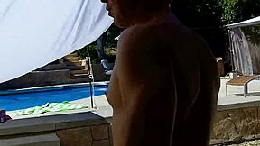 Lexi Bloom tied up by pool gets hard fuck and cum facial