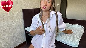 Golden shower from russian student orgasm