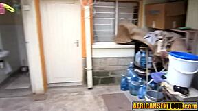 Ebony teen sucks big cock in hardcore interracial fuck.