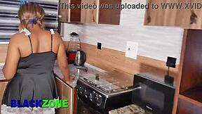 Fucked my curvy ebony step mother from the back in close up