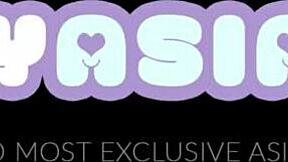 hot asian vina sky eats watermelon on porch