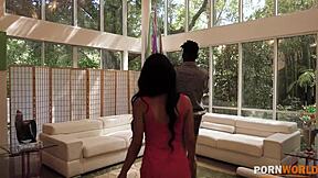 Maya Bijou sucks big black cock in lingerie while parents are away