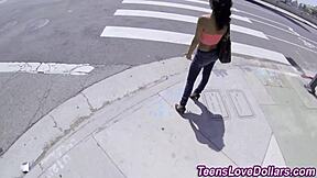 Amateur teen gets cum all over in public