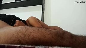 The teen girl gropes the cock in a sexual encounter