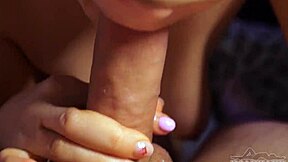 Mouth full cum juicy wet blowjob close-up from professional sucker.