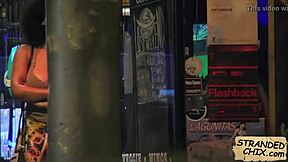 Watch this curly-haired beauty get fucked outdoors in public!