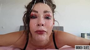 Take that sloppy upside down throat fuck, balls deep