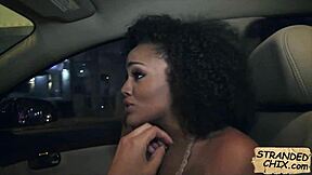 Watch this curly-haired beauty get fucked outdoors in public!