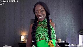 oiled ebony babe eats cum. bent over in amateur teen video.