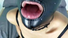 Petty Bdsm Slut In Leather Mask Deepthroats Cock With Slapping And Spitting!