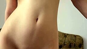 Petite teen 18+ rubs shaved pussy to orgasm with dildo