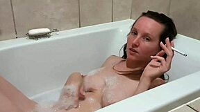petite 18+ girl next door enjoys a sexy smoking session in the bath