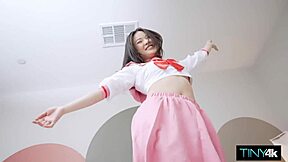 Tiny Fuck Doll Gets Tight Cunt Stretched By Fat Pole