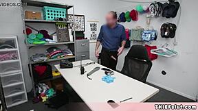 cute teen 18+ caught stealing lingerie gets bent over for rough doggy in mall