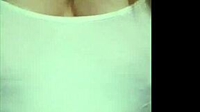 cute teen shows boobs while walking in public