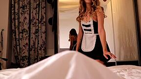 Naughty maid gets double penetration in POV with anal gape.