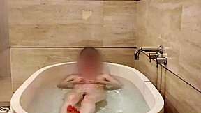 bathing of beautiful japanese college student with small waist and cute face